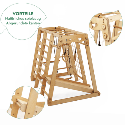 6in1 Indoor - Spielplatz aus Holz für Kinder – Schaukel, Rutsche, Seil und Treppe - BesonderesHoch2