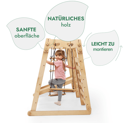 6in1 Indoor - Spielplatz aus Holz für Kinder – Schaukel, Rutsche, Seil und Treppe - BesonderesHoch2