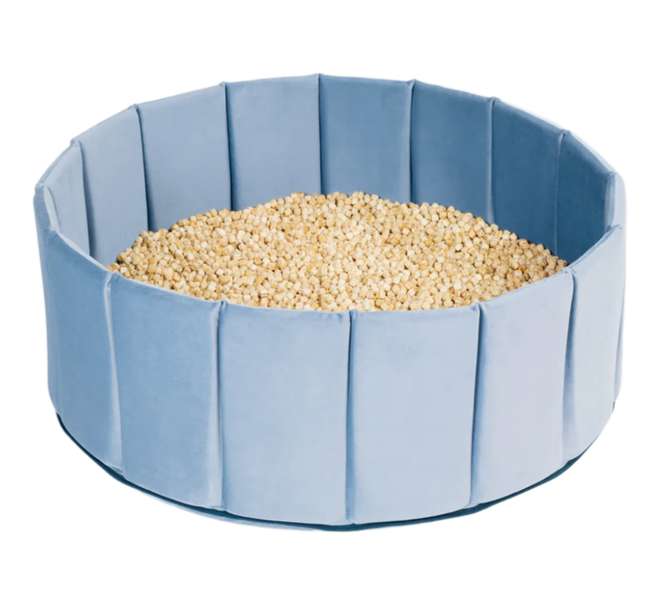 Flowfull® Indoor Würfel-Sandkasten SET (Becken + Holzwürfel).