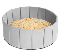 Flowfull® Indoor Würfel-Sandkasten SET (Becken + Holzwürfel).