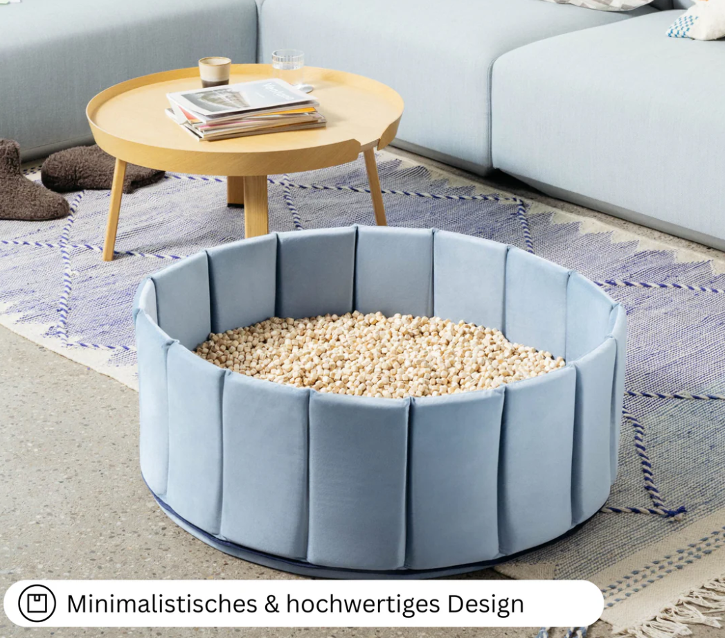 Flowfull® Indoor Würfel-Sandkasten SET (Becken + Holzwürfel).