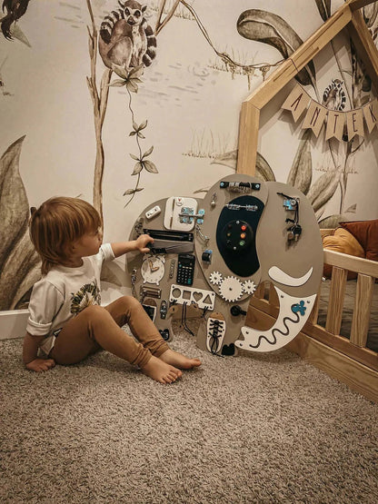 Activity Board Montessori Busyboard Motorikbrett Holz, Elefant - BesonderesHoch2