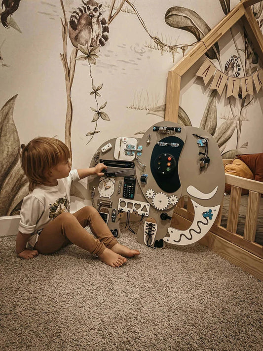 Activity Board Montessori Busyboard Motorikbrett Holz, Elefant - BesonderesHoch2