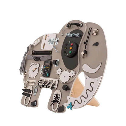 Activity Board Montessori Busyboard Motorikbrett Holz, Elefant - BesonderesHoch2