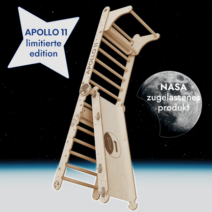 Apollo Schwedische Wand / Kletterleiter für kleine Astronauten + Mondschaukel - Set + Rutschbrett - BesonderesHoch2