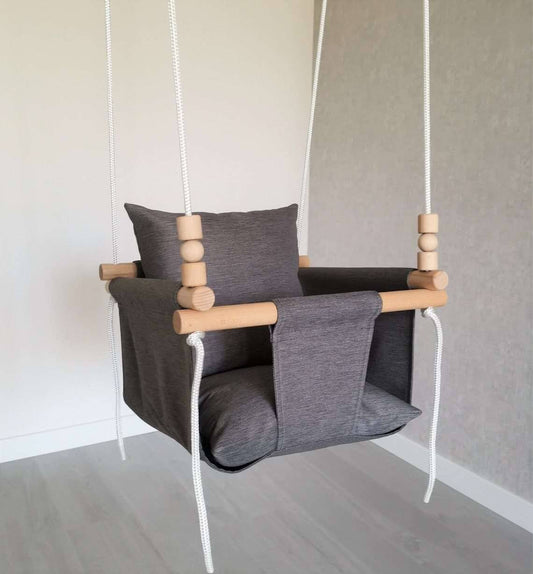 Baby swing cotton, dark gray, low backrest