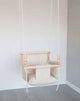Babyschaukel Leinen, Beige gestreift, Hohe Rückenlehne Pumpur 