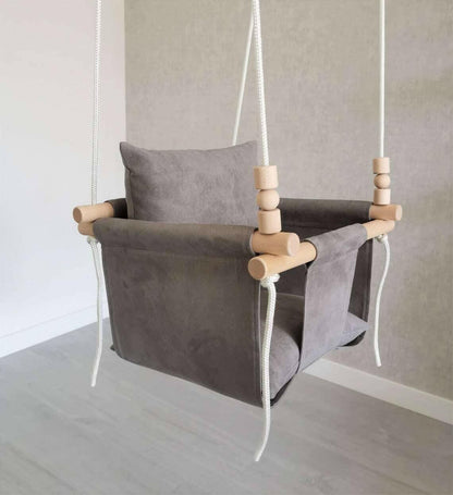 Babyschaukel NUBUCK, Grau, niedrige Rückenlehne - BesonderesHoch2