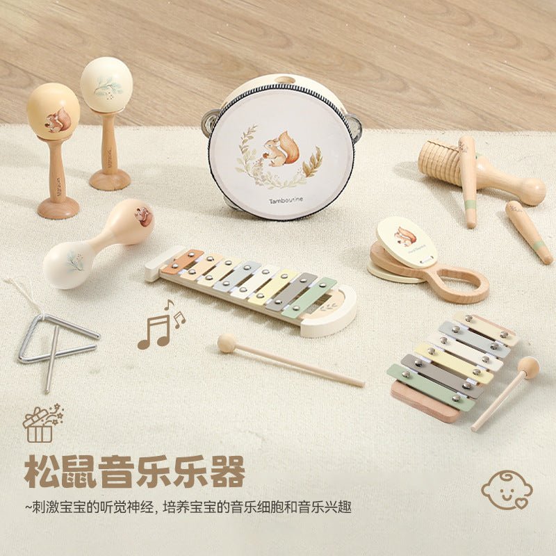 Beliebtes Montessori Holz - Musikinstrument - Set „Eichhörnchen“ – Musikspielzeug für Babys & Kinder | Verschiedene Instrumente, CE - zertifiziert - BesonderesHoch2