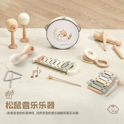 Beliebtes Montessori Holz - Musikinstrument - Set „Eichhörnchen“ – Musikspielzeug für Babys & Kinder | Verschiedene Instrumente, CE - zertifiziert - BesonderesHoch2