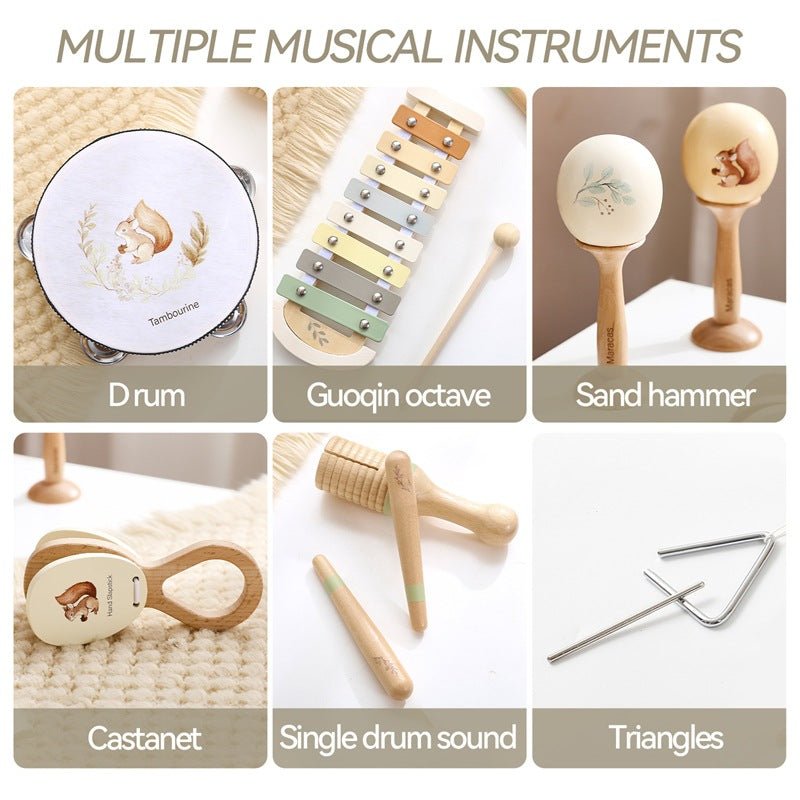 Beliebtes Montessori Holz - Musikinstrument - Set „Eichhörnchen“ – Musikspielzeug für Babys & Kinder | Verschiedene Instrumente, CE - zertifiziert - BesonderesHoch2