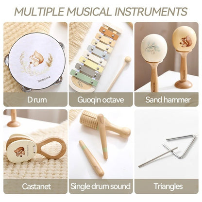 Beliebtes Montessori Holz - Musikinstrument - Set „Eichhörnchen“ – Musikspielzeug für Babys & Kinder | Verschiedene Instrumente, CE - zertifiziert - BesonderesHoch2