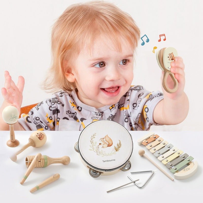Beliebtes Montessori Holz - Musikinstrument - Set „Eichhörnchen“ – Musikspielzeug für Babys & Kinder | Verschiedene Instrumente, CE - zertifiziert - BesonderesHoch2