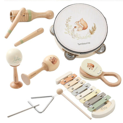 Beliebtes Montessori Holz - Musikinstrument - Set „Eichhörnchen“ – Musikspielzeug für Babys & Kinder | Verschiedene Instrumente, CE - zertifiziert - BesonderesHoch2