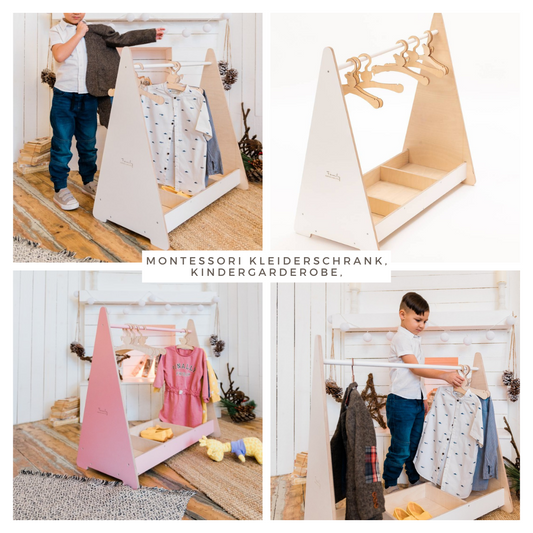 Montessori Kleiderschrank, Kindergarderobe, Gaderobe