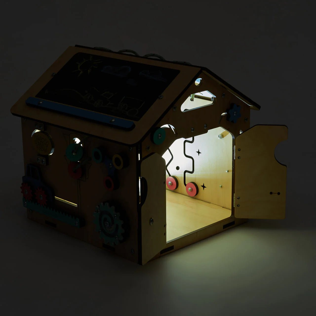 BusyBoard sensorisches Spielhaus Mini – Montessori Holzspielzeug mit über 20 Aktivitäten - BesonderesHoch2