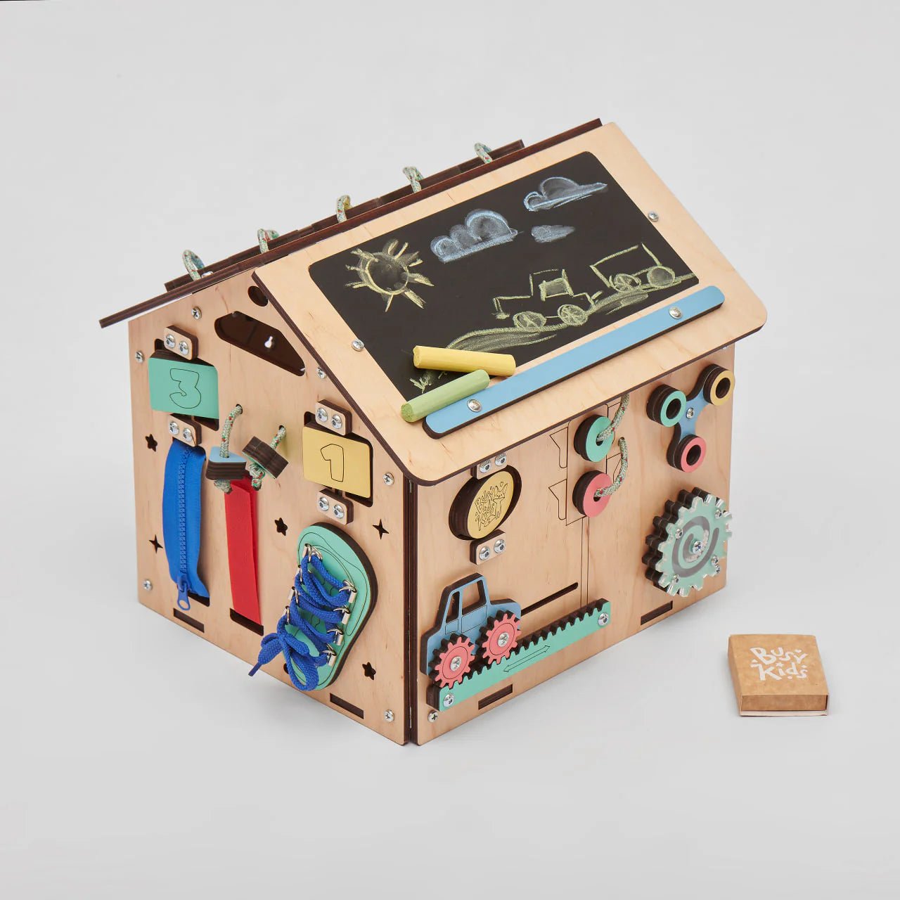 BusyBoard sensorisches Spielhaus Mini – Montessori Holzspielzeug mit über 20 Aktivitäten - BesonderesHoch2