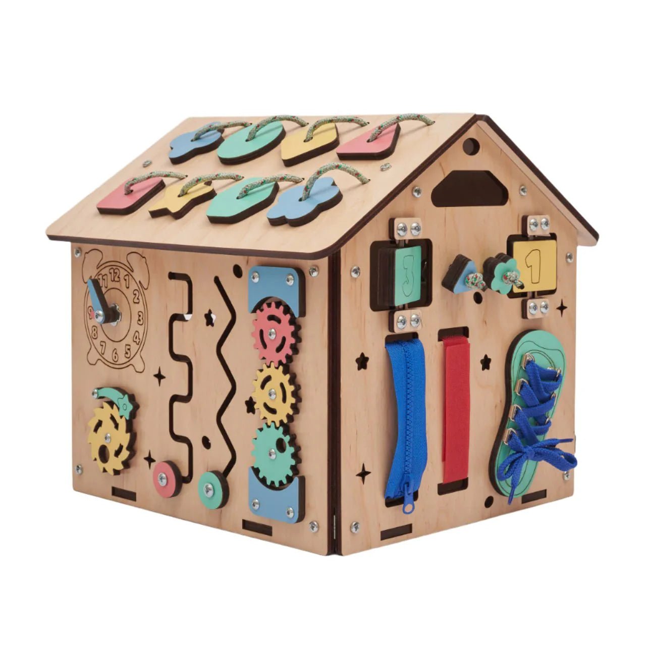 BusyBoard sensorisches Spielhaus Mini – Montessori Holzspielzeug mit über 20 Aktivitäten - BesonderesHoch2