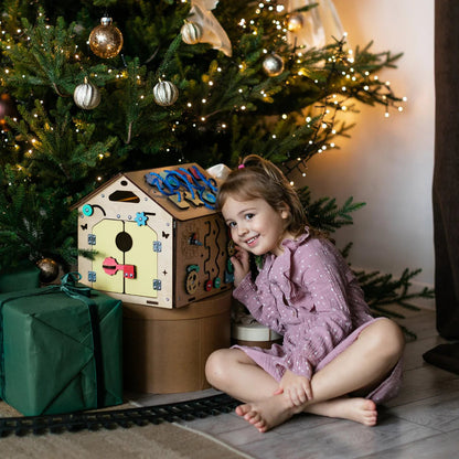 BusyBoard sensorisches Spielhaus Mini – Montessori Holzspielzeug mit über 20 Aktivitäten - BesonderesHoch2