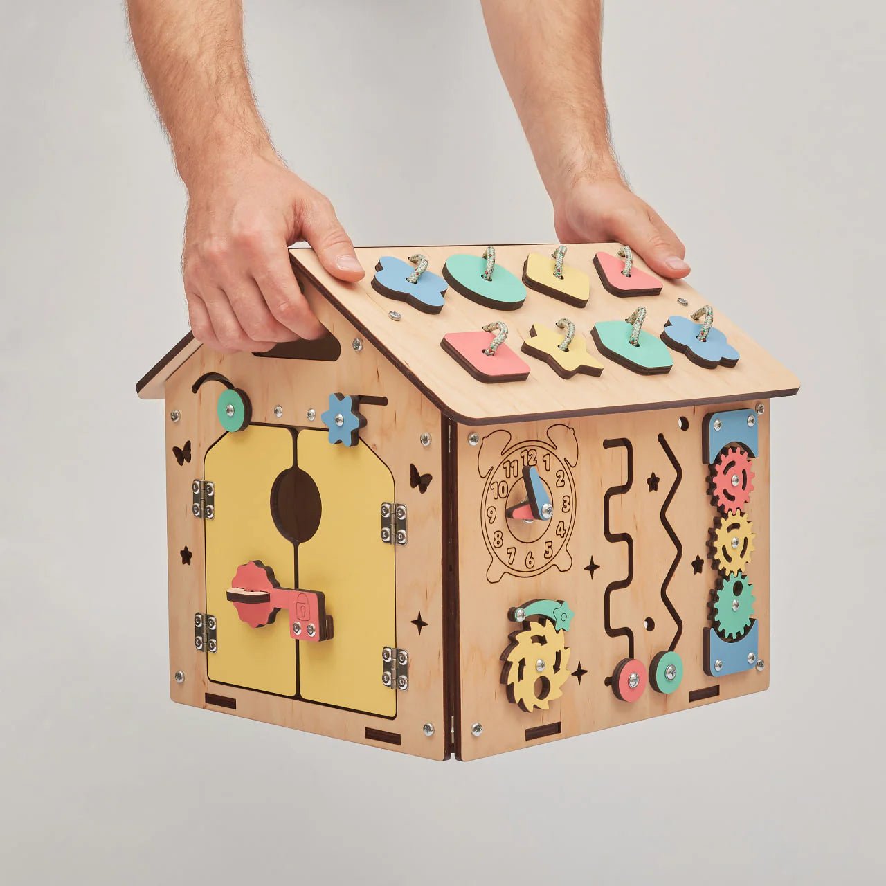 BusyBoard sensorisches Spielhaus Mini – Montessori Holzspielzeug mit über 20 Aktivitäten - BesonderesHoch2