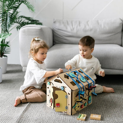 BusyBoard sensorisches Spielhaus Mini – Montessori Holzspielzeug mit über 20 Aktivitäten - BesonderesHoch2
