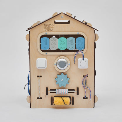 BusyBoard sensorisches Spielhaus Natura Mint – Limitierte Montessori - Ausgabe mit über 30 Aktivitäten - BesonderesHoch2