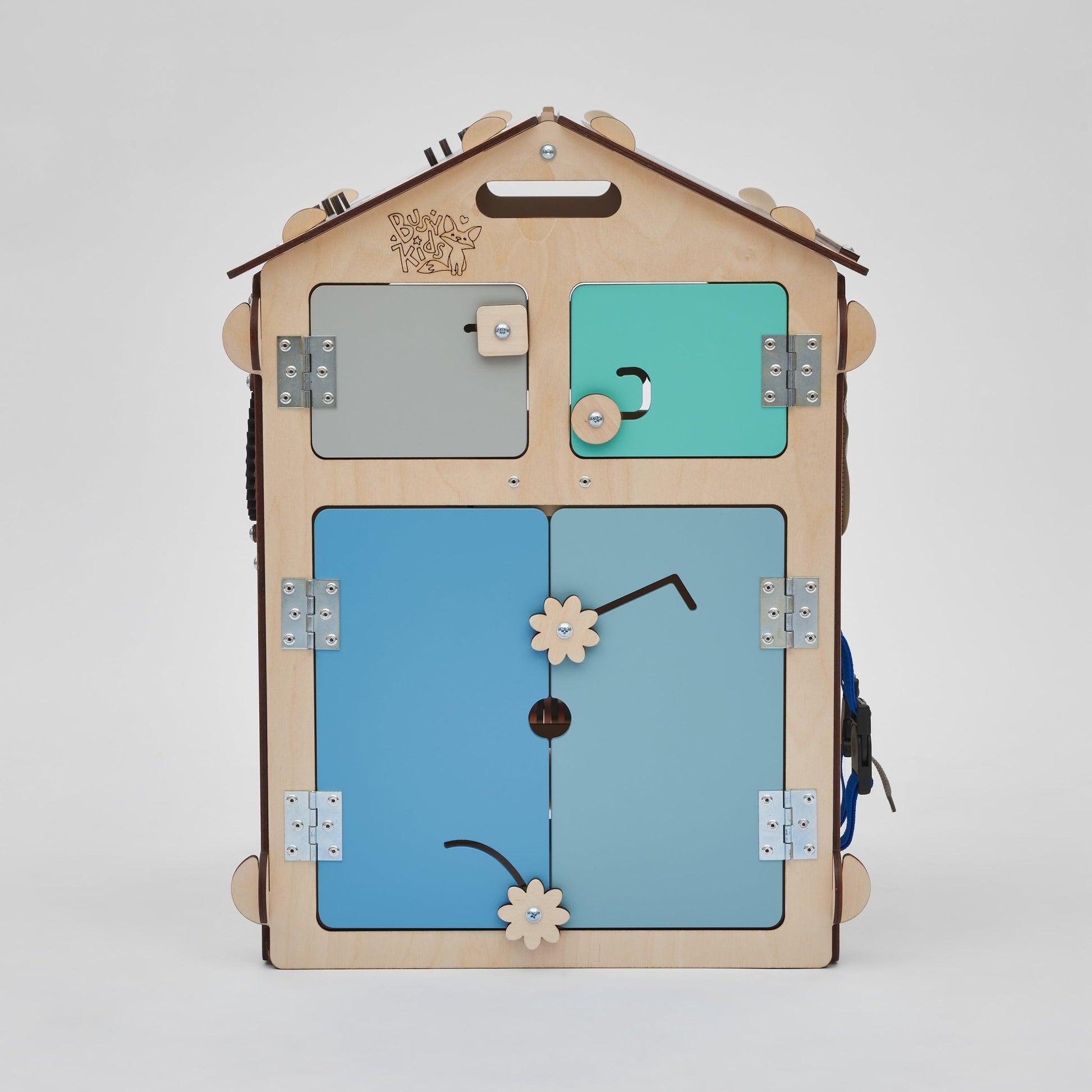 BusyBoard sensorisches Spielhaus Natura Mint – Limitierte Montessori - Ausgabe mit über 30 Aktivitäten - BesonderesHoch2