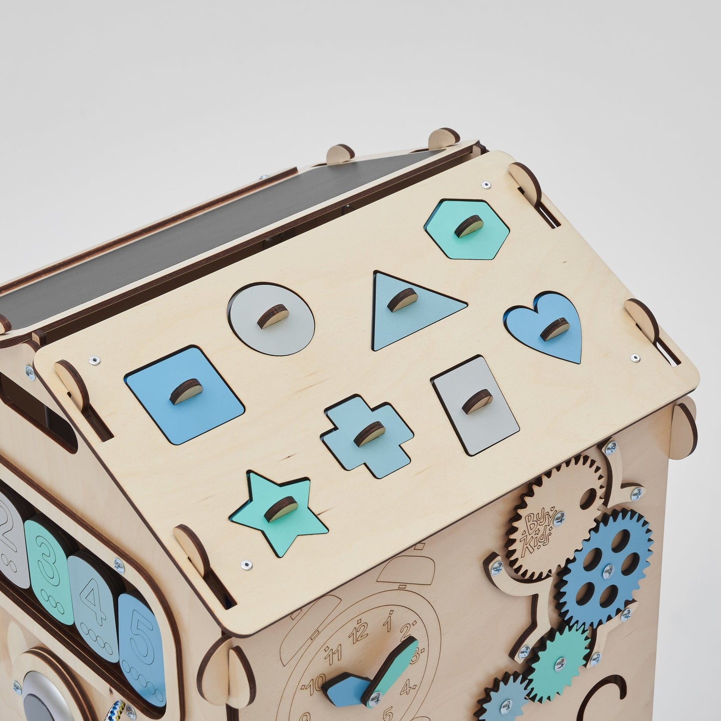 BusyBoard sensorisches Spielhaus Natura Mint – Limitierte Montessori - Ausgabe mit über 30 Aktivitäten - BesonderesHoch2