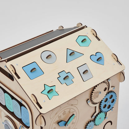 BusyBoard sensorisches Spielhaus Natura Mint – Limitierte Montessori - Ausgabe mit über 30 Aktivitäten - BesonderesHoch2