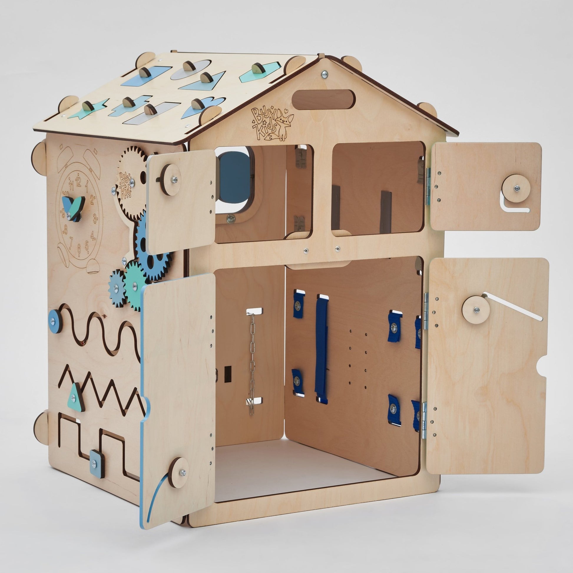 BusyBoard sensorisches Spielhaus Natura Mint – Limitierte Montessori - Ausgabe mit über 30 Aktivitäten - BesonderesHoch2