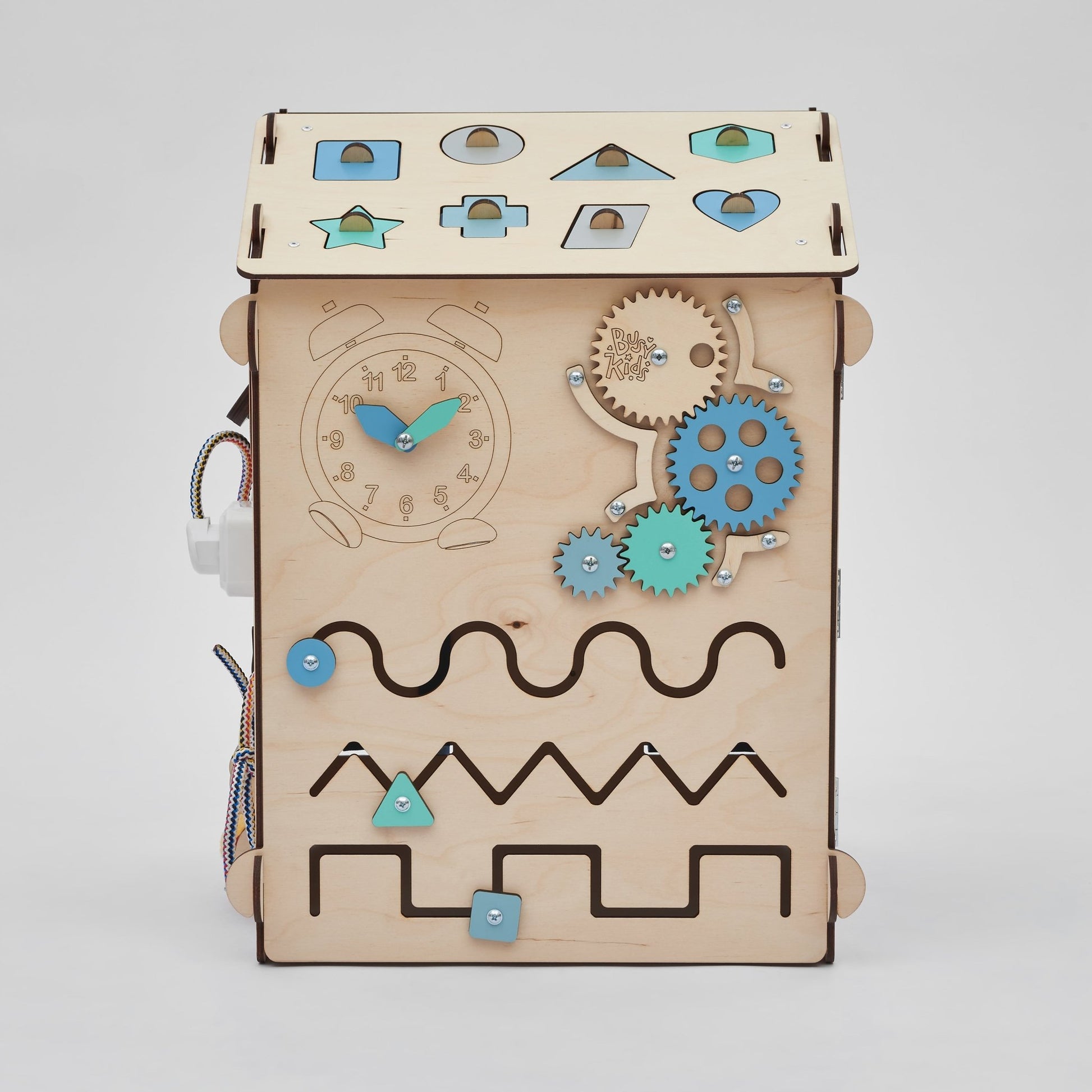 BusyBoard sensorisches Spielhaus Natura Mint – Limitierte Montessori - Ausgabe mit über 30 Aktivitäten - BesonderesHoch2