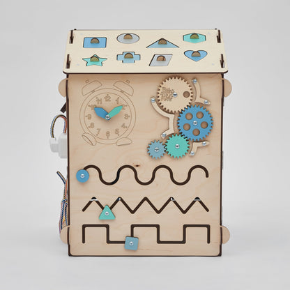 BusyBoard sensorisches Spielhaus Natura Mint – Limitierte Montessori - Ausgabe mit über 30 Aktivitäten - BesonderesHoch2