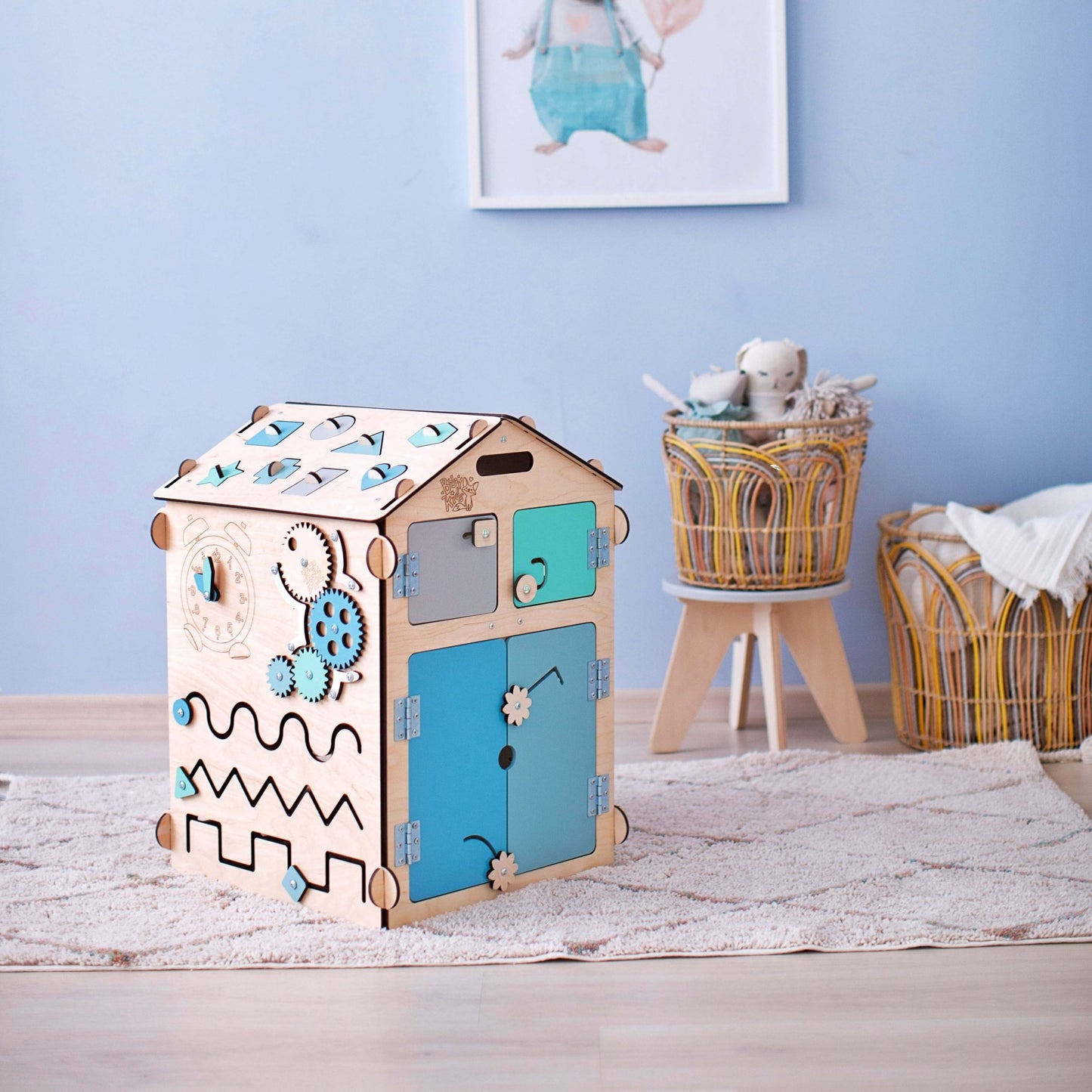 BusyBoard sensorisches Spielhaus Natura Mint – Limitierte Montessori - Ausgabe mit über 30 Aktivitäten - BesonderesHoch2