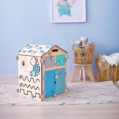 BusyBoard sensorisches Spielhaus Natura Mint – Limitierte Montessori - Ausgabe mit über 30 Aktivitäten - BesonderesHoch2