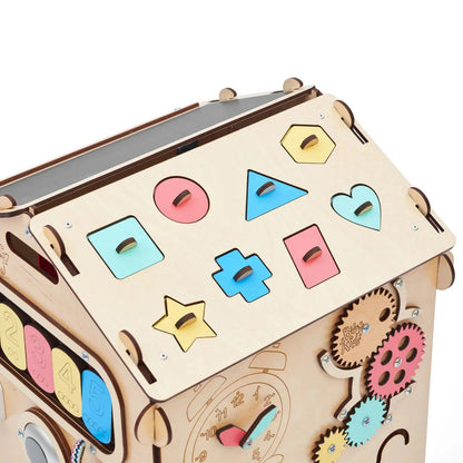 BusyBoard sensorisches Spielhaus Natura – Montessori Holzspielzeug mit über 30 Aktivitäten - BesonderesHoch2