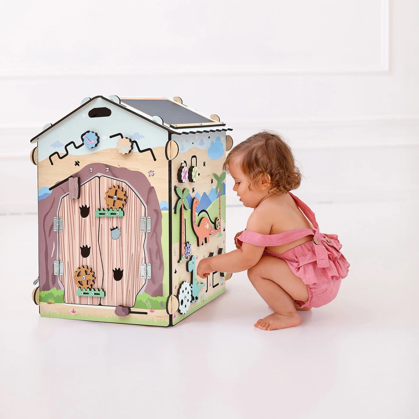 BusyBoard sensorisches Spielhaus Natura Pastell – Limitierte Montessori - Ausgabe mit über 30 Aktivitäten - BesonderesHoch2