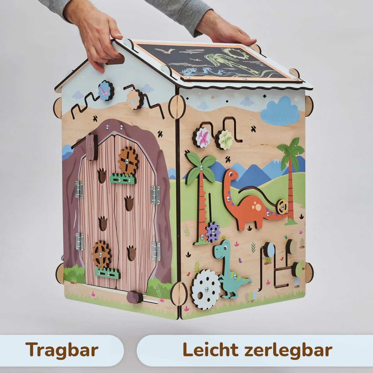 BusyBoard sensorisches Spielhaus Natura Pastell – Limitierte Montessori - Ausgabe mit über 30 Aktivitäten - BesonderesHoch2