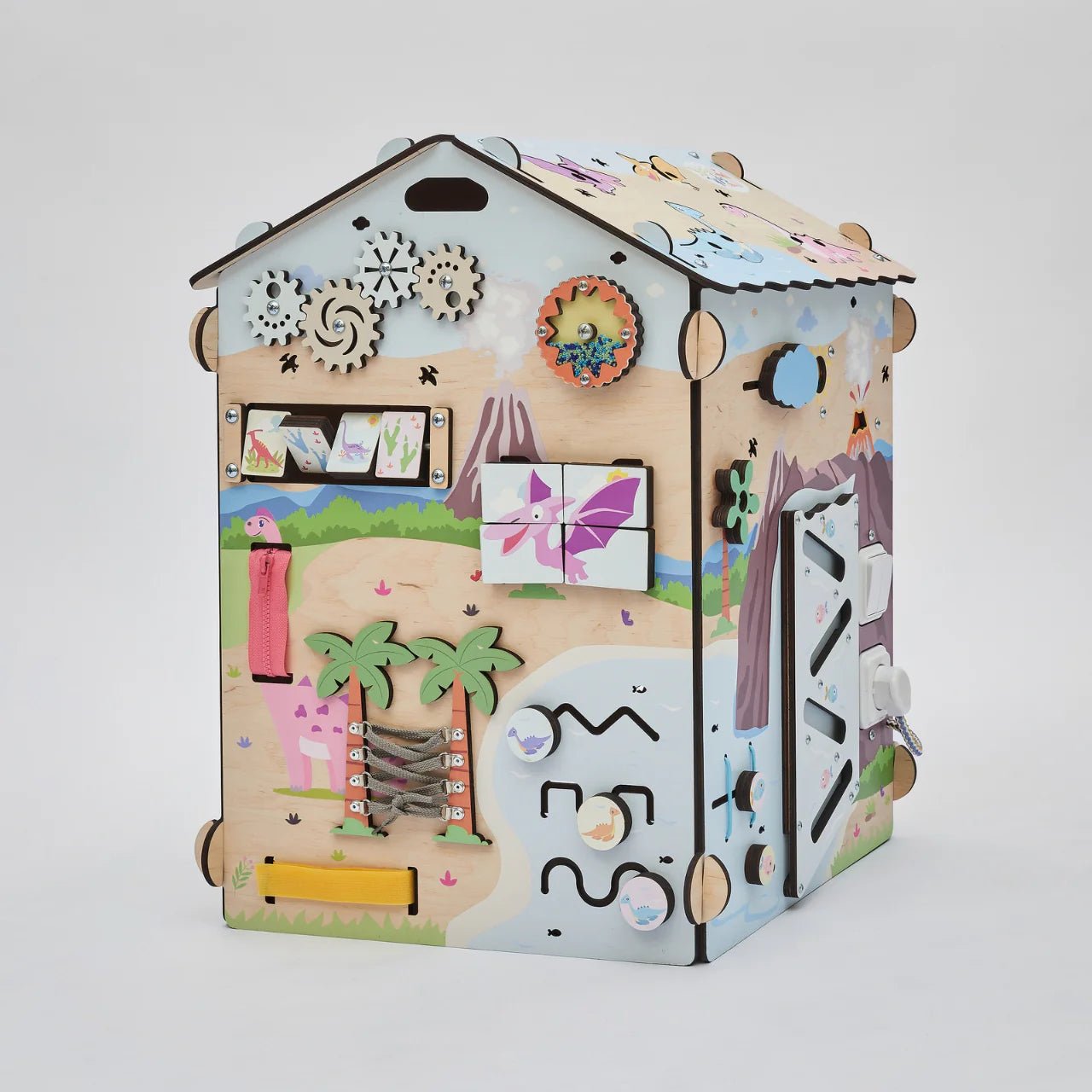 BusyBoard sensorisches Spielhaus Natura Pastell – Limitierte Montessori - Ausgabe mit über 30 Aktivitäten - BesonderesHoch2