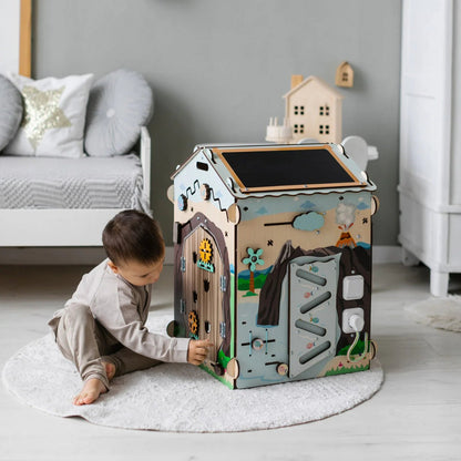 BusyBoard sensorisches Spielhaus Natura Pastell – Limitierte Montessori - Ausgabe mit über 30 Aktivitäten - BesonderesHoch2