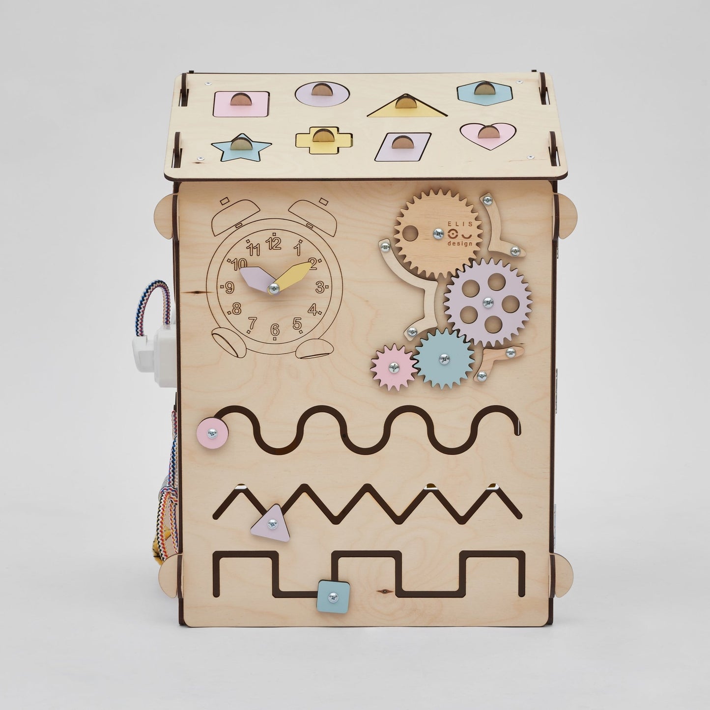 BusyBoard sensorisches Spielhaus Natura Pastell – Limitierte Montessori - Ausgabe mit über 30 Aktivitäten - BesonderesHoch2