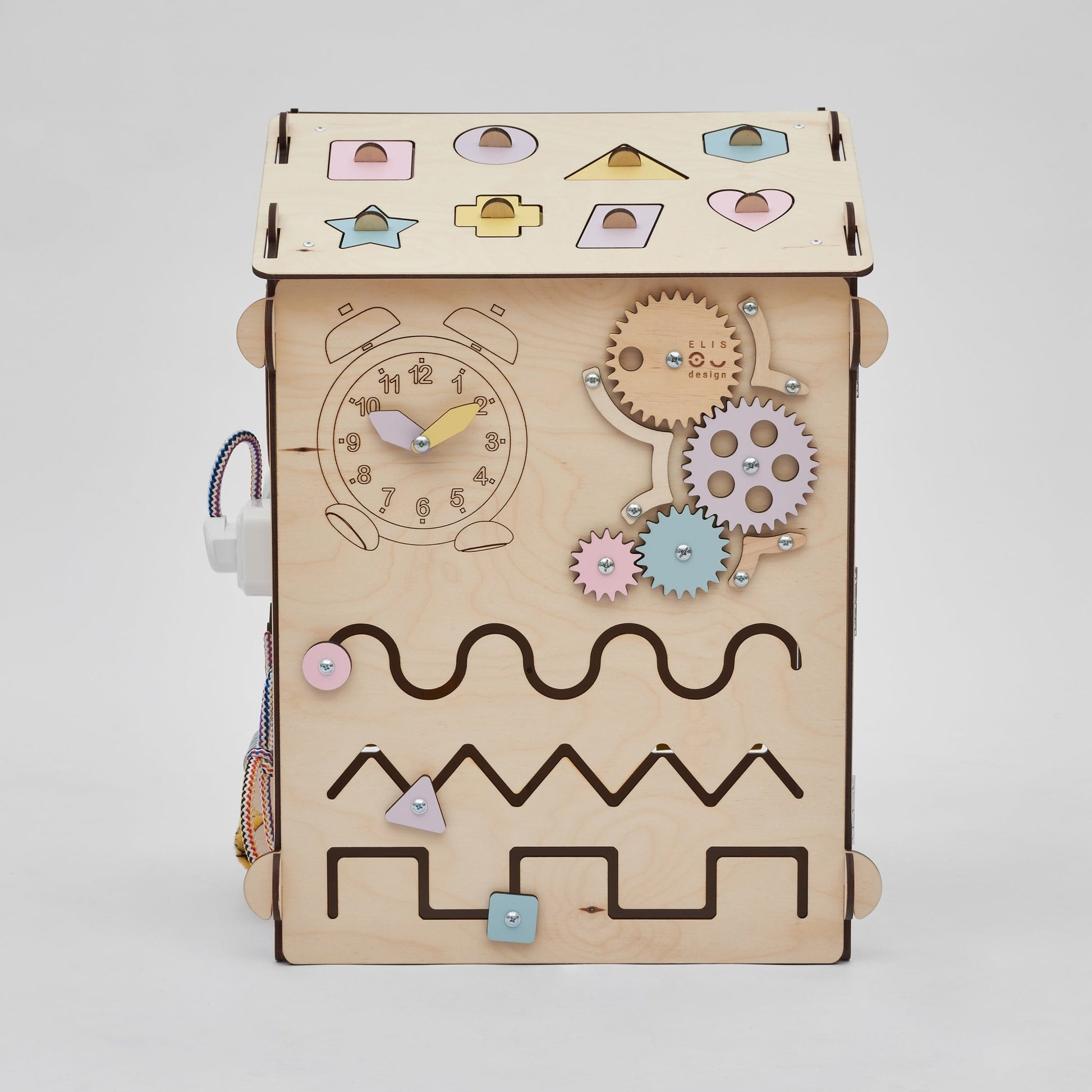 BusyBoard sensorisches Spielhaus Natura Pastell – Limitierte Montessori - Ausgabe mit über 30 Aktivitäten - BesonderesHoch2