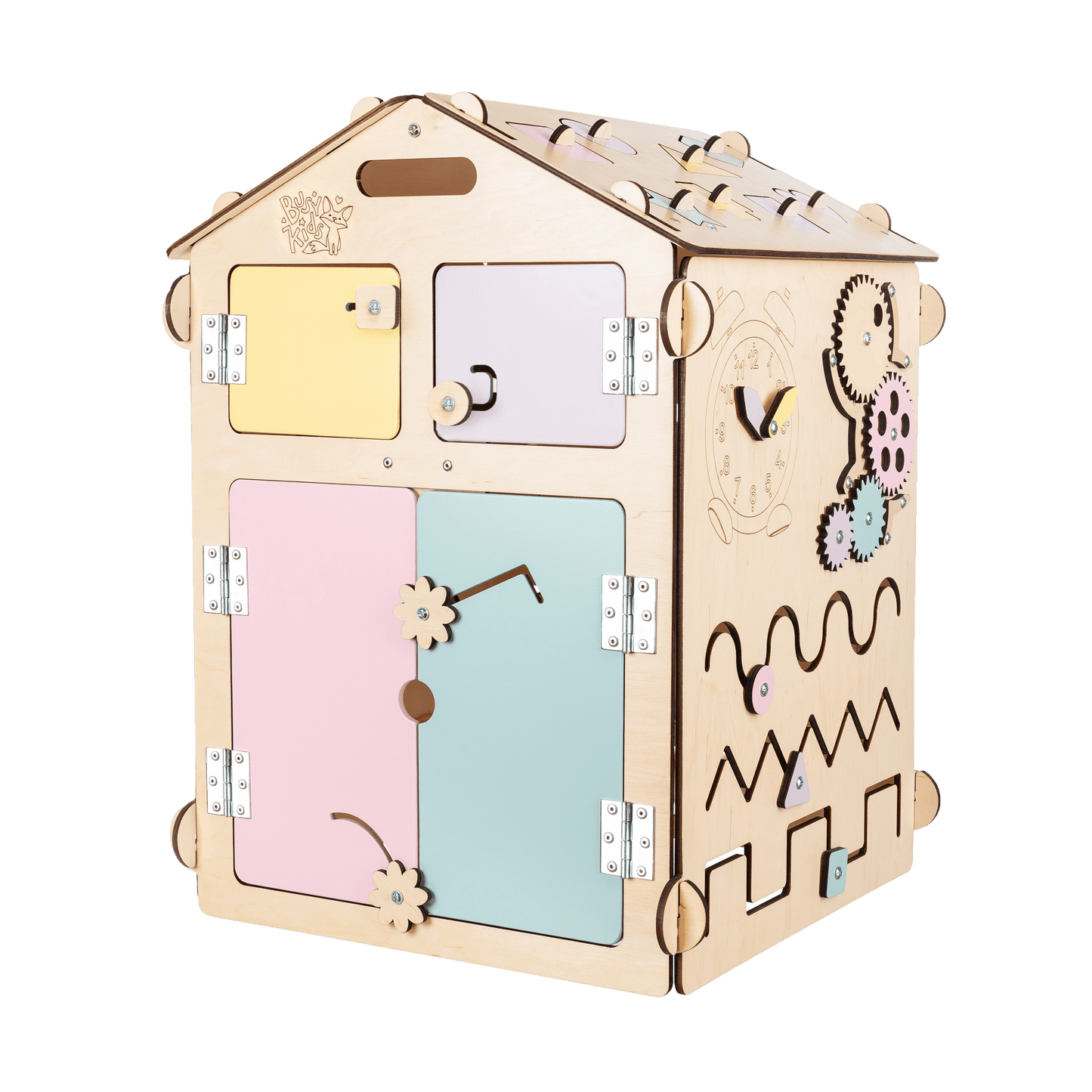 BusyBoard sensorisches Spielhaus Natura Pastell – Limitierte Montessori - Ausgabe mit über 30 Aktivitäten - BesonderesHoch2