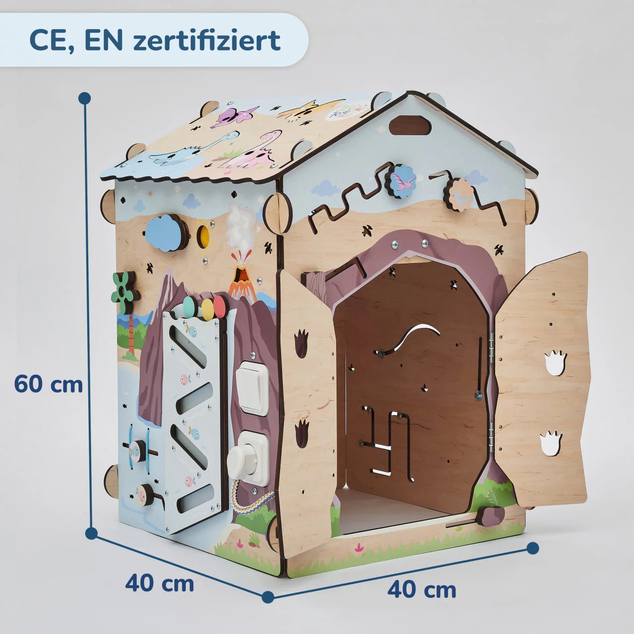 BusyBoard sensorisches Spielhaus Natura Pastell – Limitierte Montessori - Ausgabe mit über 30 Aktivitäten - BesonderesHoch2