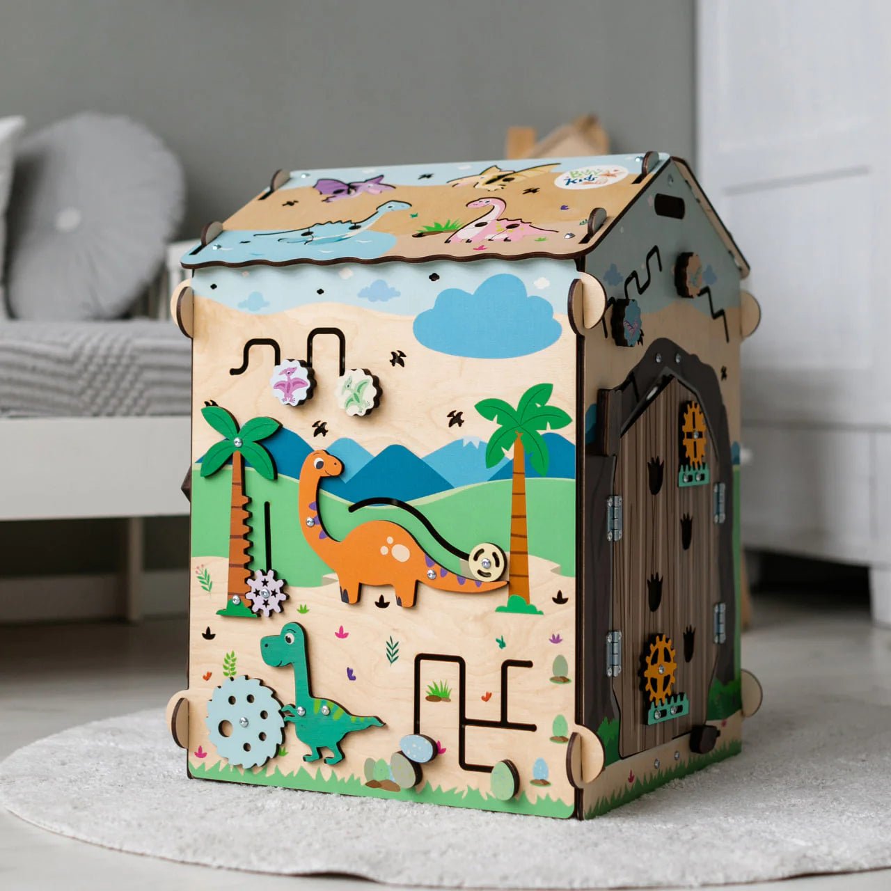 BusyBoard sensorisches Spielhaus Natura Pastell – Limitierte Montessori - Ausgabe mit über 30 Aktivitäten - BesonderesHoch2