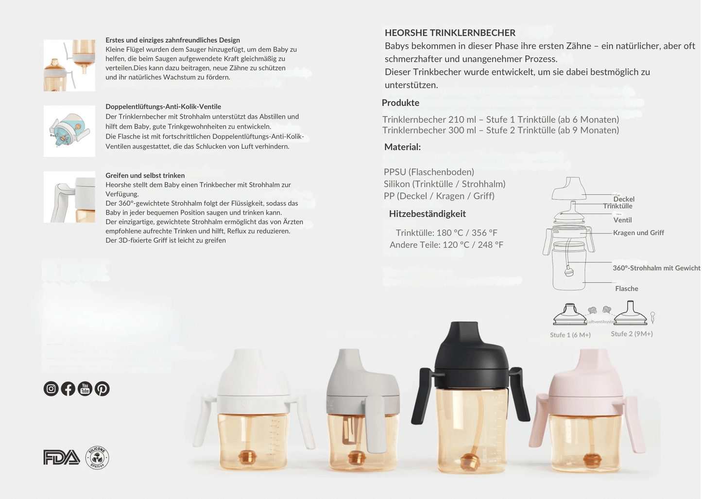 Dental Care Sippy Cup 300ml (Weiß) - BesonderesHoch2