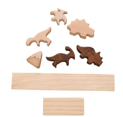 Dinosaurier Block Balancierspiel aus Holz – Multifunktionales Fädel - & Balance - Wippspielzeug - BesonderesHoch2