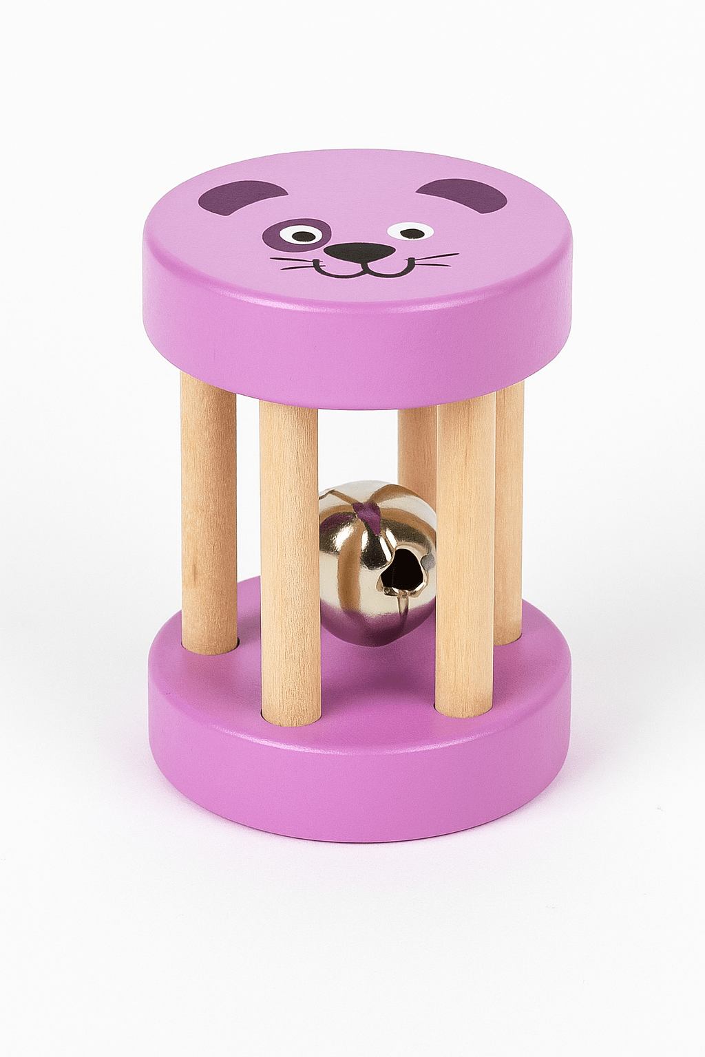 Farbige Montessori Kinder Holzrassel - Handglocke mit Kugel – Musikinstrument & Lernspielzeug ab 2 Jahre - BesonderesHoch2