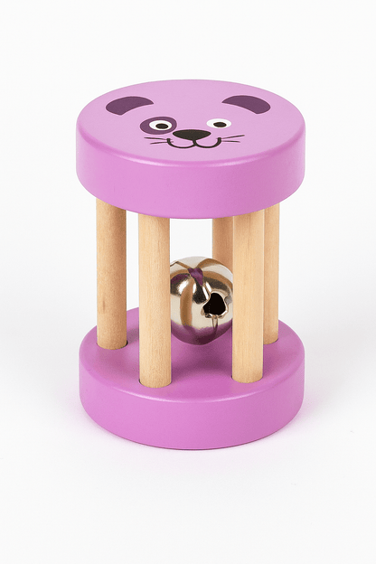 Farbige Montessori Kinder Holzrassel - Handglocke mit Kugel – Musikinstrument & Lernspielzeug ab 2 Jahre - BesonderesHoch2