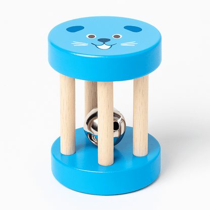Farbige Montessori Kinder Holzrassel - Handglocke mit Kugel – Musikinstrument & Lernspielzeug ab 2 Jahre - BesonderesHoch2