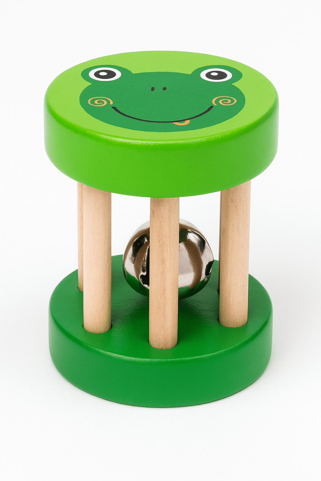 Farbige Montessori Kinder Holzrassel - Handglocke mit Kugel – Musikinstrument & Lernspielzeug ab 2 Jahre - BesonderesHoch2